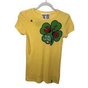 Harajuku Lovers “Be My Love Bug” Graphic Print T-Shirt Sz Small Yellow